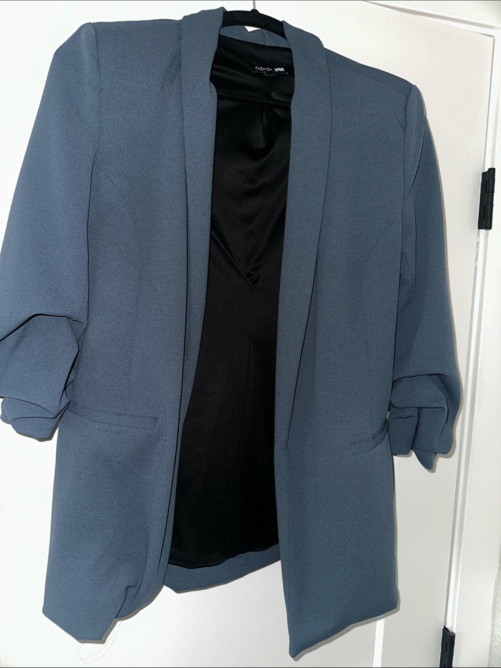 Fashion Nova Slate Blue Open-Front Blazer Jacket